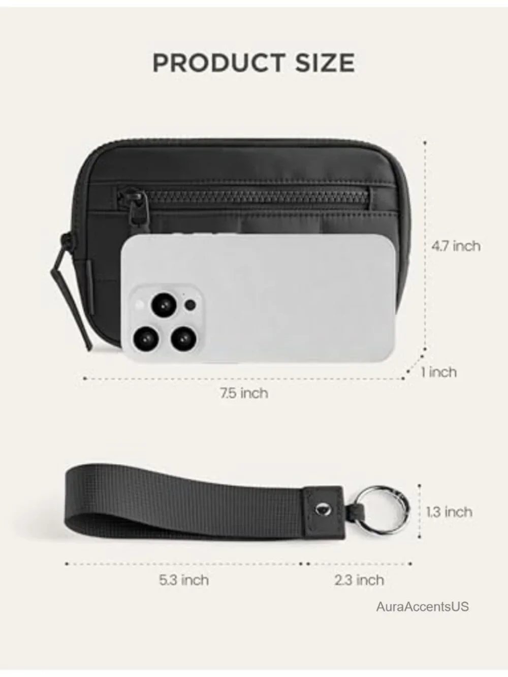 Quilted RFID Blocking Wristlet Wallet with Zipper